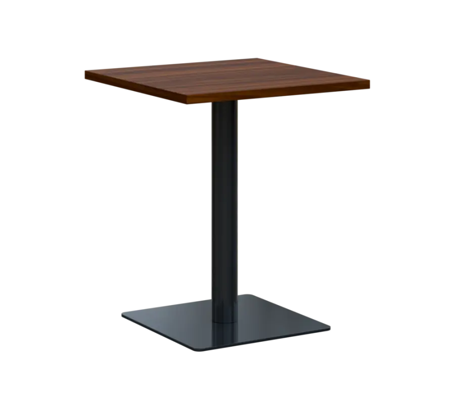 SQT 450 - 1 stůl hranlatý, deska 600x600 mm, síla 25 mm, trubková noha černá, ořech královský